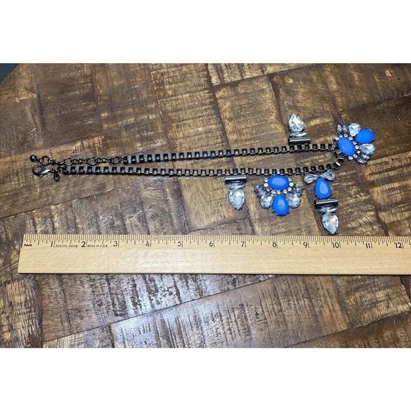 Express Y2k Blue Crystal Silver Wings Beautiful Statement Necklace - Picture 5 of 15